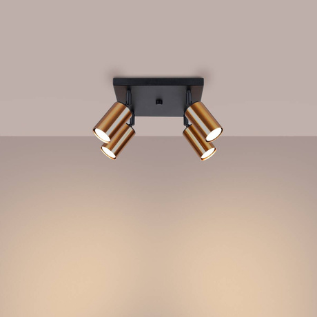 Ceiling lamp WINX 4 black/copper + 4x LED Bulb GU-10 3000K Warm 7W 510lm