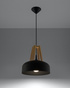 Ceiling pendant lamp CASCO black/natural wood + 1x LED Bulb E27 4000K Cool White 7.5W 650lm