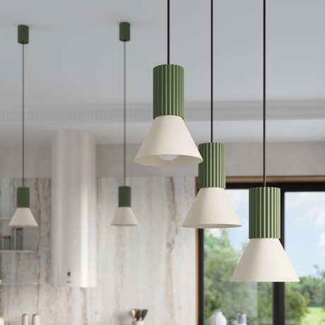 Pendant lamp ESTRIA 3P beige/olive green