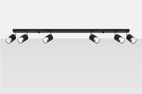 Ceiling lamp NERO 6 black/chrome + 6x LED Bulb GU-10 4000K Cool White 7W 630lm