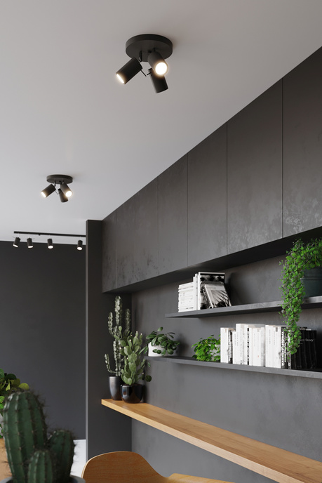 Ceiling lamp RING 3P black + 3x LED Bulb GU-10 4000K Cool White 7W 630lm