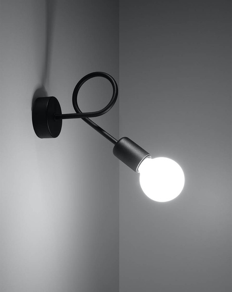 Wall lamp SUPEŁ black + 1x LED bulb E27 3000K Warm 7.5W 620lm