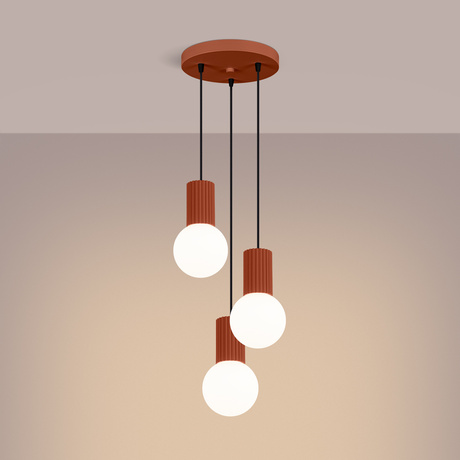 Pendant lamp HALO 3P red ochra