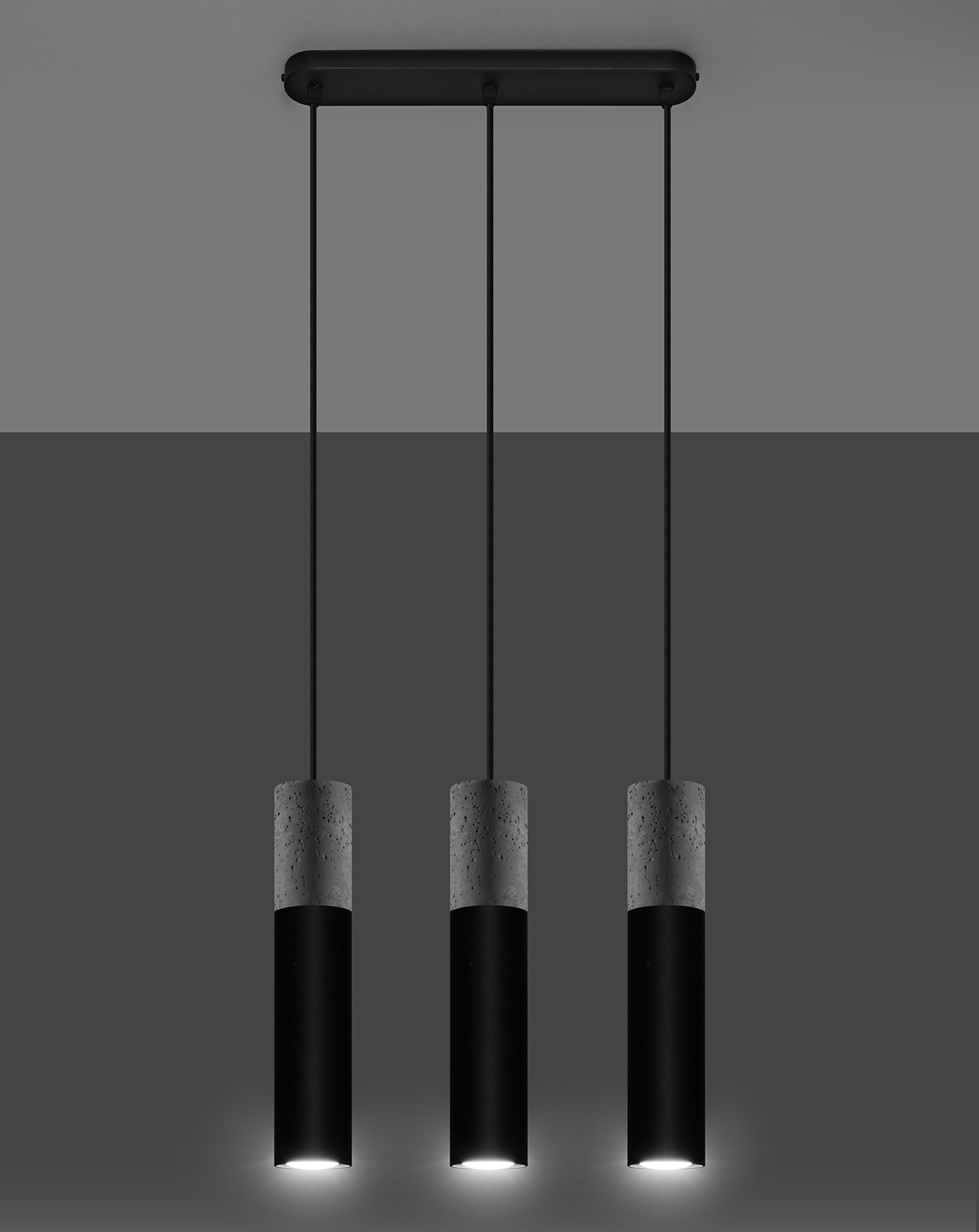 Hanging lamp BORGIO 3 black + 3x LED bulb GU-10 4000K Cool White 7W 630lm