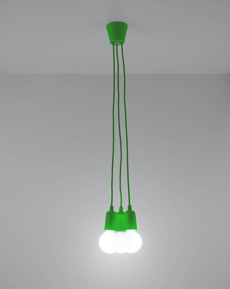 Ceiling pendant lamp DIEGO 3 green + 3x LED Bulb E27 4000K Cool White 7.5W 650lm