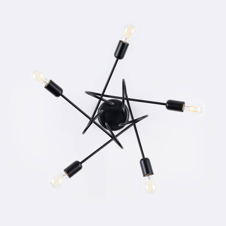 Chandelier SUPEŁ 5 black + 5X LED Bulb E27 3000K 7W 760lm