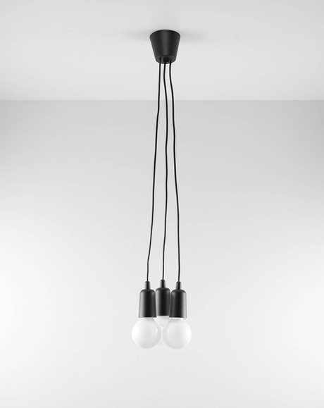 Hanging lamp DIEGO 3 black + 3x LED Bulb E27 4000K Cold White 7.5W 650lm