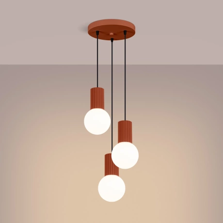 Pendant lamp HALO 3P red ochra