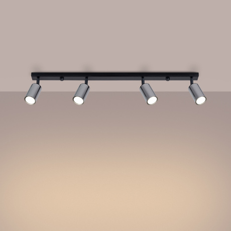 Ceiling lamp WINX 4L black/chrome + 4x LED Bulb GU-10 3000K Warm 7W 510lm