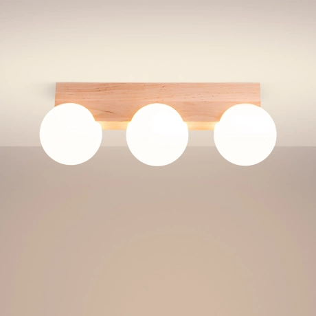 Ceiling lamp BULBO 3 natural wood