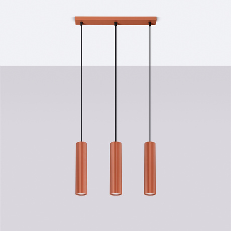 Pendant lamp KARBON 3L red ochre