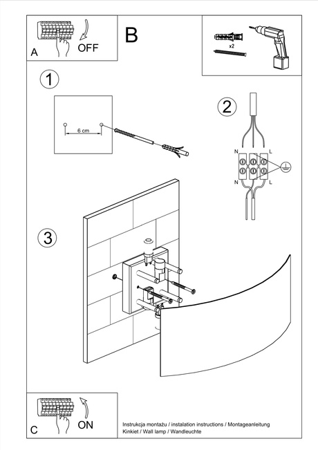 Wall lamp MAGNUS black + 2x LED Bulb G9 4000K Cool White 4.5W 530lm.