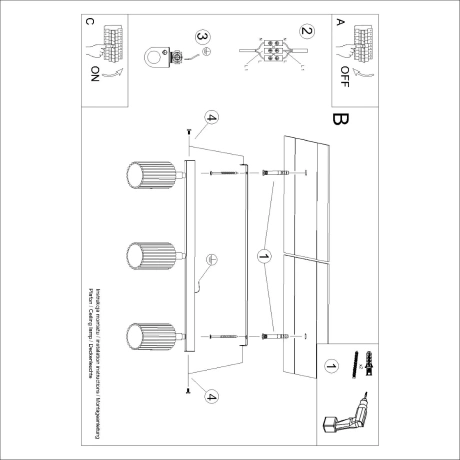 Ceiling lamp KARBON 3L beige
