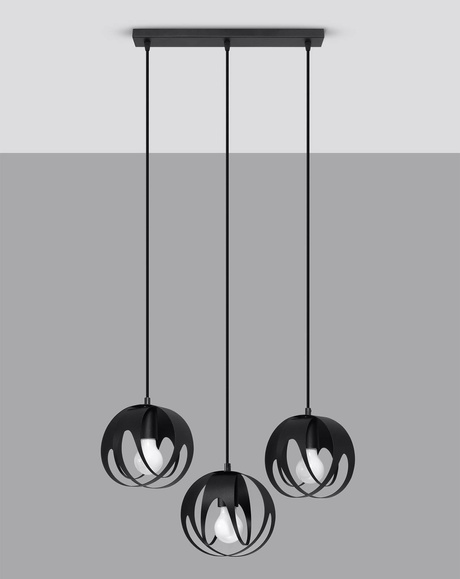 Ceiling pendant lamp TULOS 3L black + 3x LED Bulb E27 3000K Warm 7.5W 620lm