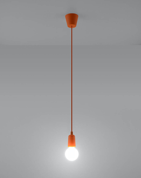 Pendant lamp DIEGO 1 in orange color + 1x LED Bulb E27 4000K Cool White 7.5W 650lm