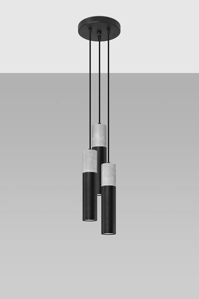 Hanging lamp BORGIO 3P black + 3x LED Bulb GU-10 4000K Cool White 7W 630lm