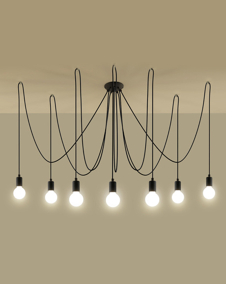 Hanging lamp EDISON 7 black + 7x LED Bulb E27 4000K Cool White 7.5W 650lm