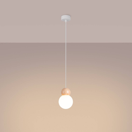 Ceiling pendant PEKKA 1 white/natural wood + 1x LED Bulb G9 3000K Warm 4.5W 450lm