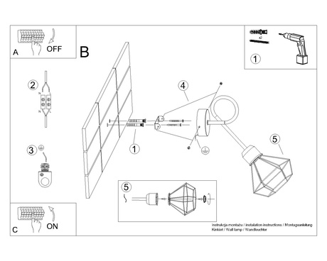 Wall lamp ARTEMIS 1S black + 1x LED Bulb E14 4000K Cool White 7.5W 680lm
