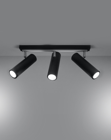 Ceiling lamp DIREZIONE 3 black + 3x LED Bulb GU-10 4000K Cool White 7W 630lm