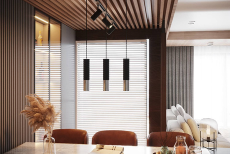 Ceiling Lamp LOOPEZ 1 black/chrome + 1x LED Bulb GU-10 4000K Cool White 7W 630lm