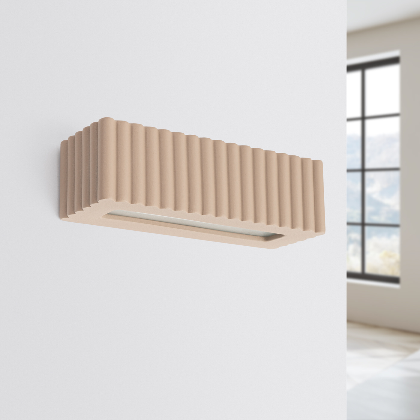 Wall lamp ceramic RIGATA taupe