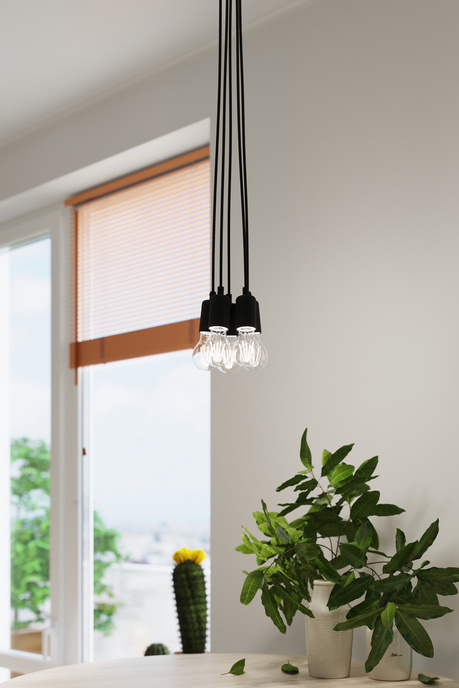 Hanging lamp DIEGO 1 black + 1x LED Bulb E27 4000K Cool White 7.5W 650lm