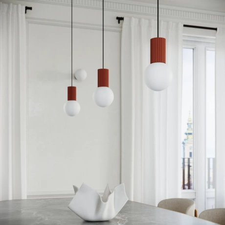 Pendant lamp HALO 3P red ochra