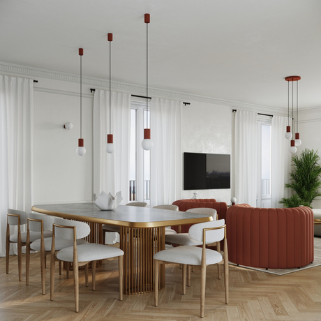 Pendant lamp HALO 3P red ochra