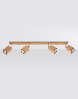 Ceiling lamp KEKE 4 oak + 4x LED Bulb GU-10 3000K Warm 7W 620lm
