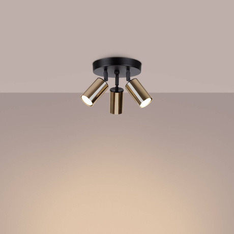 Ceiling lamp WINX 3P black/gold + 3x LED Bulb GU-10 4000K Cool White 7W 530lm