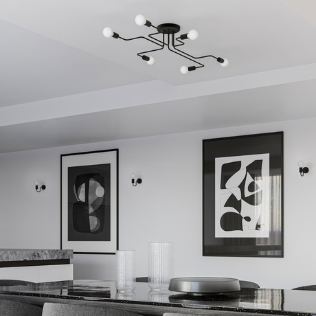 Chandelier VECTOR 4 black + 4X LED Bulb E27 3000K 7W 760lm