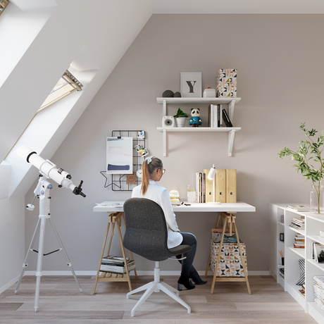 Desk lamp RING white + 1x LED Bulb GU-10 3000K Warm 7W 620lm