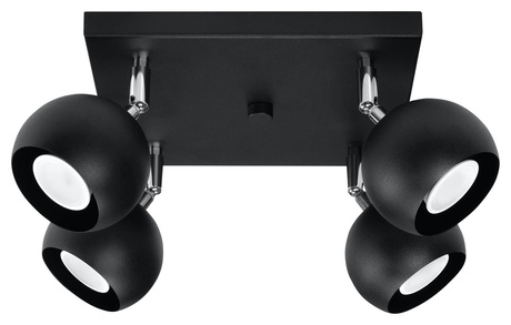 Ceiling lamp OCULARE 4 black + 4x LED Bulb GU-10 3000K Warm 7W 620lm