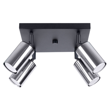 Ceiling lamp WINX 4 black/chrome + 4x LED Bulb GU-10 3000K Warm 7W 510lm