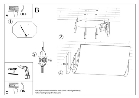 Ceiling lamp EMILIO + 2x LED Bulb E27 4000K Cool White 7.5W 650lm