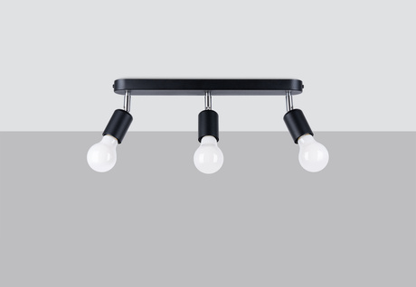 Ceiling lamp FORNES 3 black + 3x LED Light Bulb E27 4000K Cool White 7.5W 690lm
