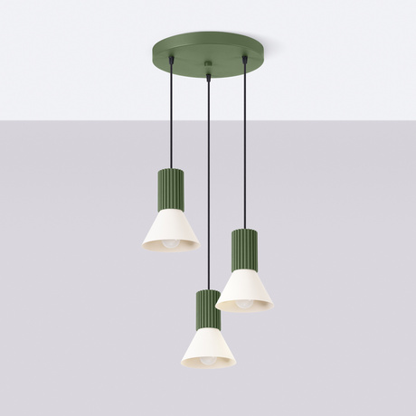 Pendant lamp ESTRIA 3P beige/olive green
