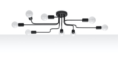 Chandelier VECTOR 8 black + 8x LED Bulb E27 4000K Cold 7.5W 650lm