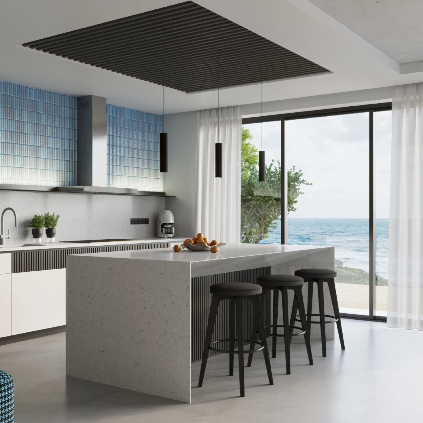 Pendant lamp KARBON 3L black