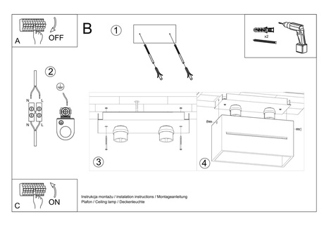 Ceiling light LOBO MAXI black + 2x LED Bulb G9 4000K Cool White 4.5W 530lm