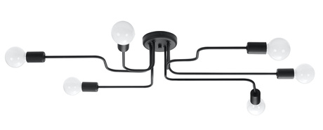 Chandelier VECTOR 6 black + 6x LED Bulb E27 4000K Cool White 7.5W 650lm