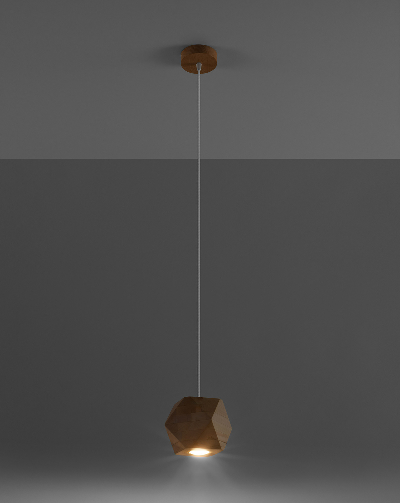 Pendant Light WOODY natural wood + 1x LED Bulb GU-10 3000K Warm White 7W 620lm