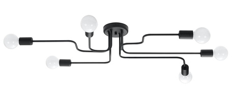 Chandelier VECTOR 6 black + 6x LED Bulb E27 4000K Cool White 7.5W 650lm