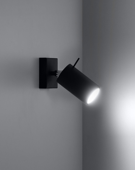 Wall lamp RING black + 1x LED Bulb GU-10 4000K Cool White 7W 630lm