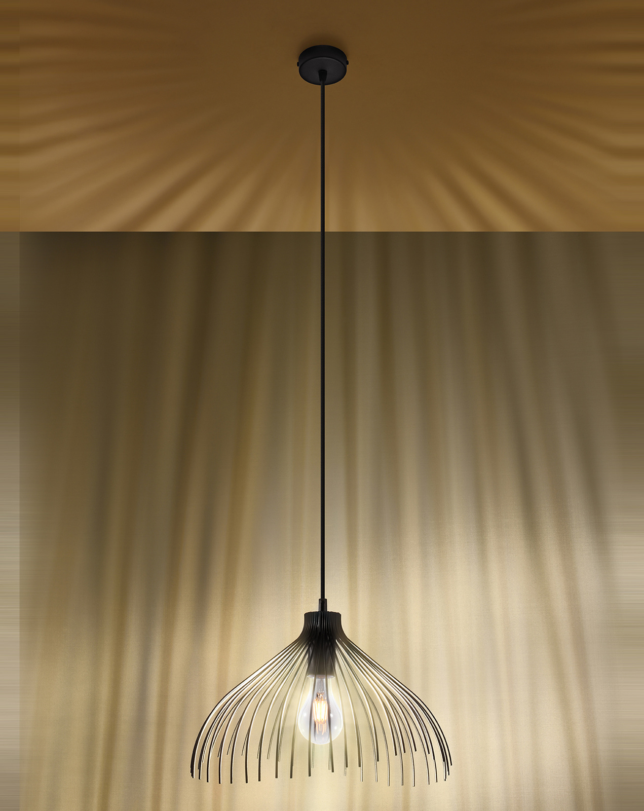 Ceiling pendant lamp UMB black + 1x LED Bulb E27 3000K Warm 7.5W 620lm