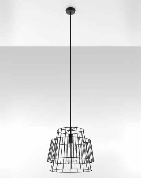 Pendant lamp GATE black + 1x LED Bulb E27 3000K Warm 7.5W 620lm