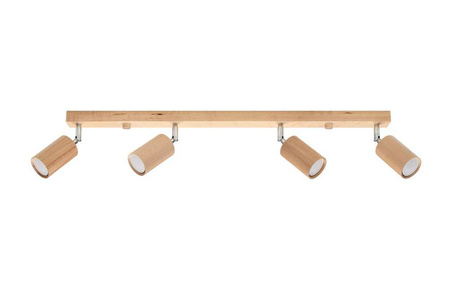 Ceiling lamp BERG 4 natural wood + 4x LED Bulb GU-10 4000K Cool White 7W 630lm