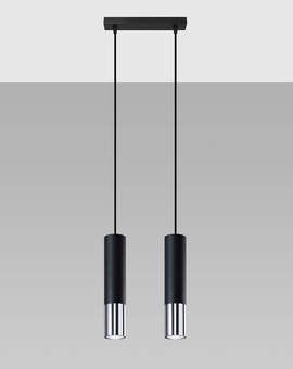 Pendant Lamp LOOPEZ 2 black/chrome + 2x LED Bulb GU-10 4000K Cool White 7W 630lm