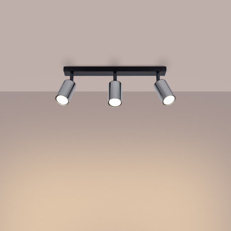 Ceiling lamp WINX 3 black/chrome + 3x LED Bulb GU-10 4000K Cool White 7W 530lm